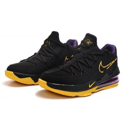 Nike Erkek Lebron 17 Low Siyah / Sarı / Mor Basketbol Ayakkabısı Türkiye - XVETJPIN